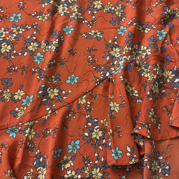 Max Studio floral high low ruffled midi skirt flowy flounce elastic waist large - Picture 10 of 12